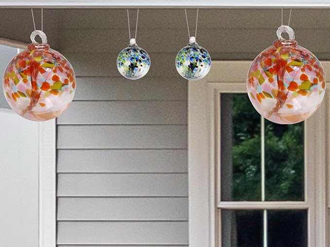 Dale Tiffany Hand Blown Glass, 4" Diameter Celtic, Tree of Life Collection, Witch Globe Hanging Garden Indoor/Outdoor Decorative Ornament Gazing Ball