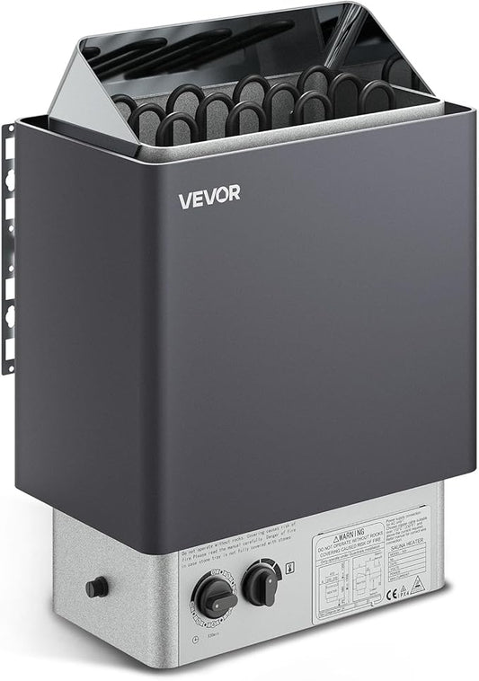 VEVOR Sauna Heater,220V Electric Sauna Stove, Steam Bath Sauna Heate 3h Timer and Adjustable Temp for Max. 176-318 Cubic Feet, Home Hotel Spa Shower Use (6KW) FCC Certification