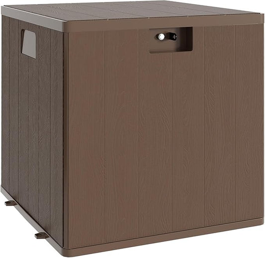 28 Gallon Outdoor Storage Box, Lockable Resin Deck Box Indoor and Outdoor Use, Waterproof Patio Deck Storage Box For Package Delivery, Furniture Cushions, Garden Tools, Pool Accessories