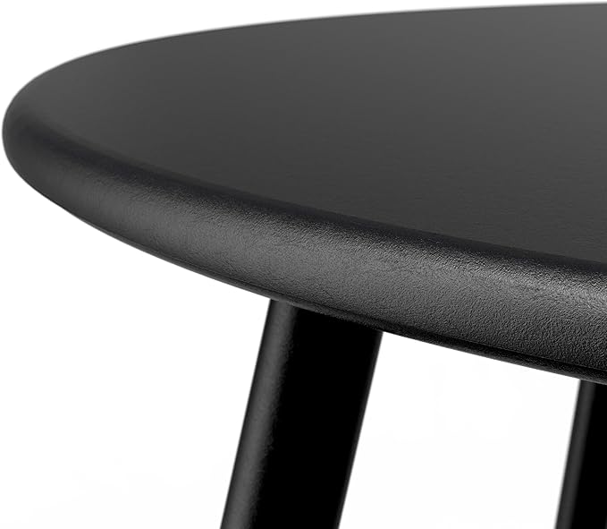 Patio Side Table Waterproof Round Metal Steel Weather Resistant Portable Outdoor and Indoor End Table for Garden Balcony Yard, Black