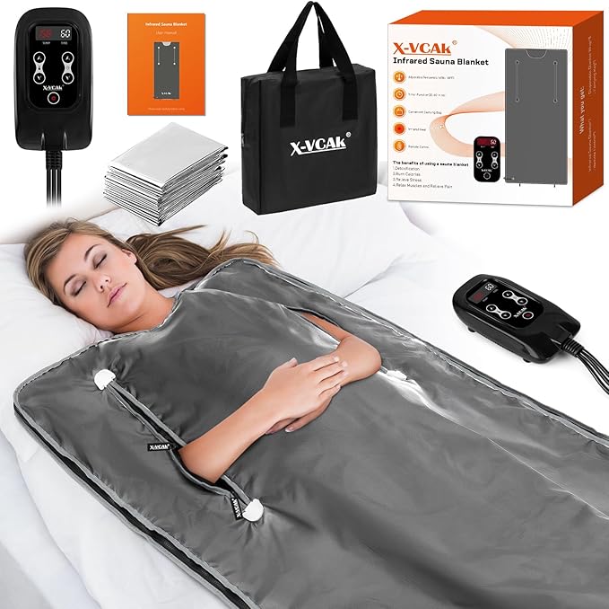Sauna Blanket, Sauna, Portable Sauna for Home, 86-158℉, 20-60 Minutes Timer, 6 ft x 2.62 ft, Grey