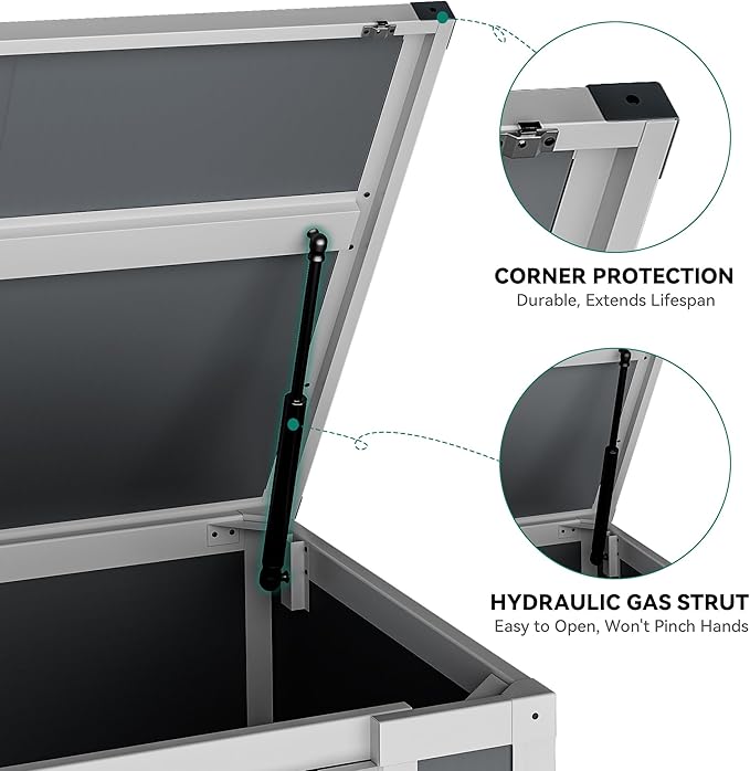 DWVO 41Cu.ft Horizontal Resin Storage Shed Without Shelf, All Weather 4.7x2.5 FT Outdoor Storage Shed with Hydraulic Struts, 3 Locks, Lockable to Floor for Garden Tools, Trash Cans, Gray