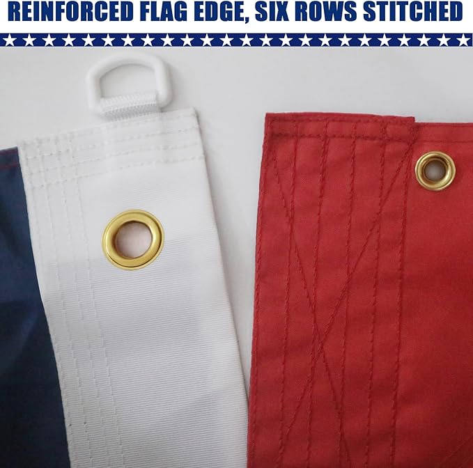 American Flag 8x12 Ft, Six Brass Grommets Multipurpose US Flag, Embroidered Stars, Sewn Stripes, Outdoor Heavy Duty Durable USA Flags, Hanging Indoor/Bedroom/Room/Wall American Flag
