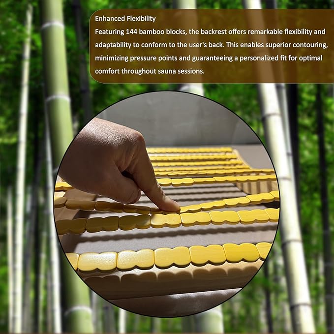 Soft and Flexible Sauna Backrest Made with Bamboo Blocks for Steam Sauna and Infrared Sauna, Non-Toxic Sauna Accessory