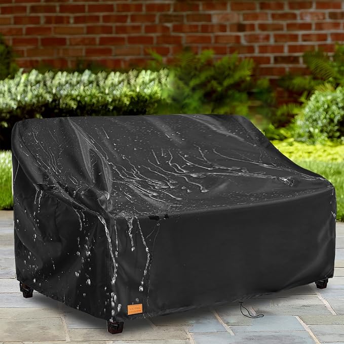 Patio 3-Seater Sofa Cover, Outdoor Couch Cover Fits up to 85W x 38D x 35H Inches, Waterproof Heavy Duty Patio Furniture Covers, Black
