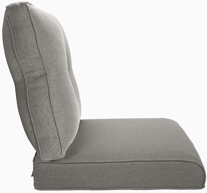 Pop 22x25/22x24 Outdoor Cushions for Patio 5 Piece Set - Set of 5 Water-Resistant Replacement Cushion for Wicker Dining Rocking Swivel Chairs Loveseat Couch Sectional Sofa - Grey/Button