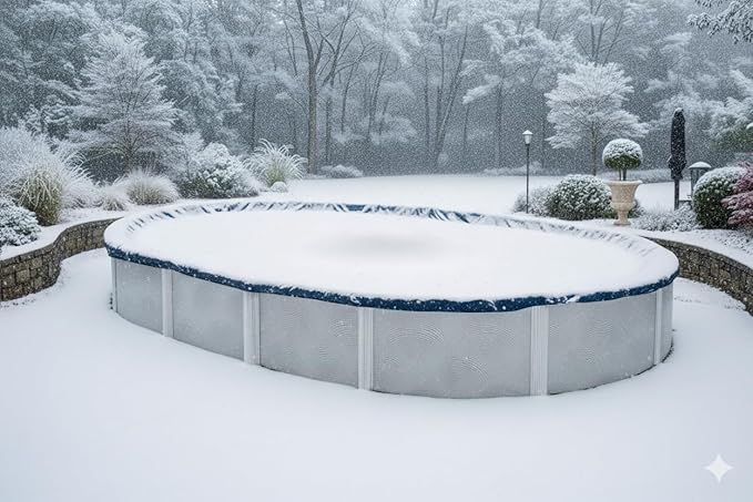 Premium Winter Pool Cover for Above Ground Oval Pool, 15' x 21' Ft., Aboveground Pools Winter Cover, 8-Year Warranty, Includes Winch and Cable, Strength & Durability, UV Protection