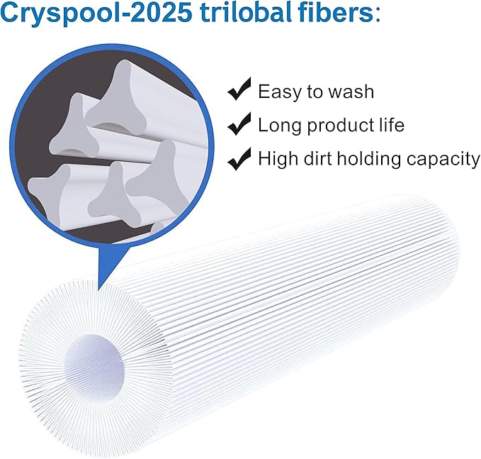 Cryspool® 07116 Filter Compatible with Jandy CL580, CV580, A0104100, R0357900, PJAN-145, C-7482, FC-0820, 145 Sq. Ft Pool Filter Cartridge, 4 Pack