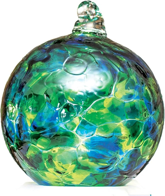 Large Friendship Glass Ball Globe - Green 4.7 inch Hand Blown Handmade Hanging Garden Gazing Ball Indoor Outdoor Home Décor