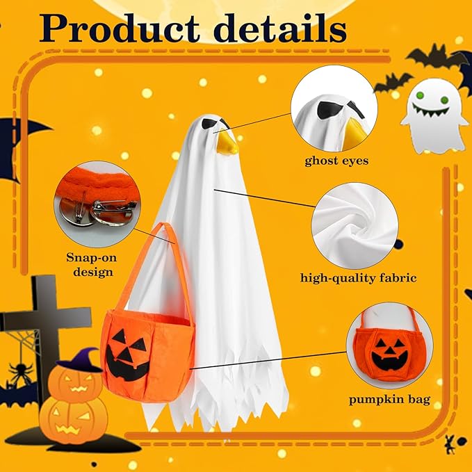Porch Goose Outfits for 23" Plastic Porch Goose Halloween Pumpkin Outfit Goose Clothes for Cement Goose for Indoor Outdoor Garden Yard Lawn Patio Art Decor(YL)