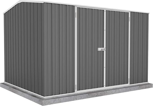 Absco Premier Storage Sheds, 10'x7' Metal Garage, DIY Backyard Shed, Utility Tool Storage, Weather & Wind Resistant Aluminum Panels & Steel Frame, Maintenance-Free, 12 Year Warranty, Woodland Gray
