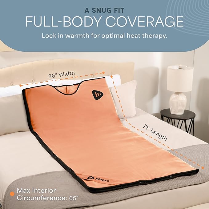 LifePro RejuvaWrap Far Infrared Sauna Blanket for Detox & Relaxation – Available in 5 Colors & 3 Models – Portable Sauna Blanket Infrared for Muscle Relief, Circulation & Recovery – 9 Heat Levels