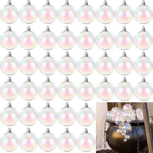 50 PCS Halloween Plastic Iridescent Ball Decoration,Clear Bubble Ball for DIY Bubbling Cauldron,Witch Cauldron Decoration,Cauldron DIY Witch Magic Pot,2 Inch