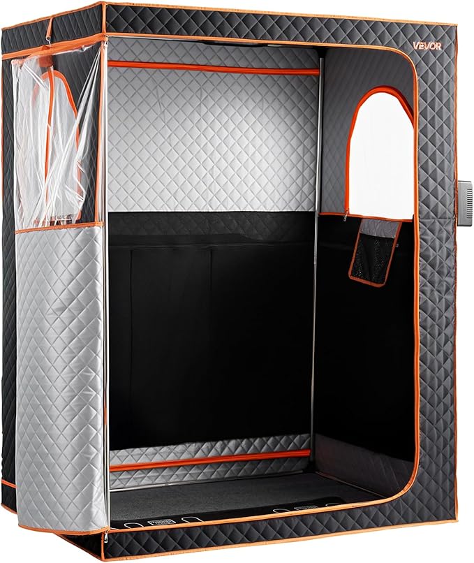 VEVOR 2 Person Portable Infrared Sauna for Home, Upgraded Full Body Home Spa Tent with 2 Foldable Chairs & Heated Mat & Remote,9-Level Temp Control Sauna Box for Relaxation & Stress Relief, (Black)