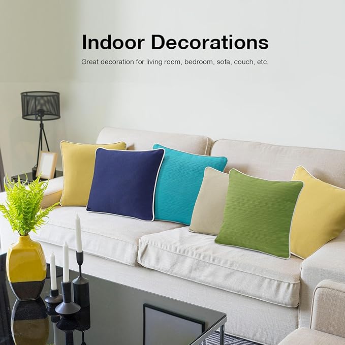 Decorative Outdoor Water Repellent Throw Pillows with Inserts, Set of 4, 20" x20" Pillows for Patio, Backyard, Bed, Couch, and Patio Furniture, Tan