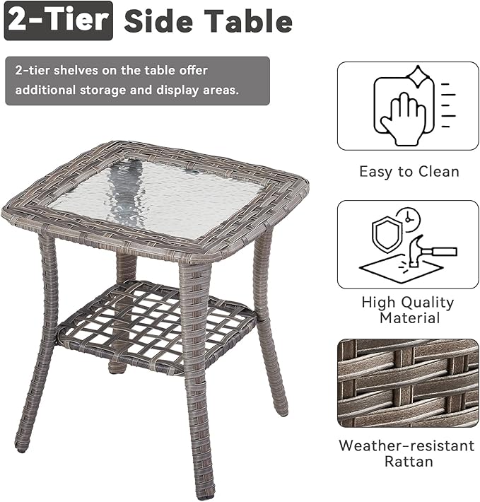 3 Pieces Outdoor Rocking Swivel Chairs with Side Table, Outdoor Furniture Swivel Chair with Comfy Cushions, Conversation Sets for Patio Deck Backyard Poolside