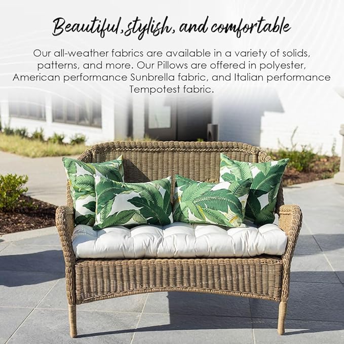 RSH DECOR: Lumbar Throw Pillows Set of 2 | 20” x 12" | All-Weather Spun Fabric | Water and Fade-Resistant | Outdoor Support Pillows for Patio Furniture | Peacock