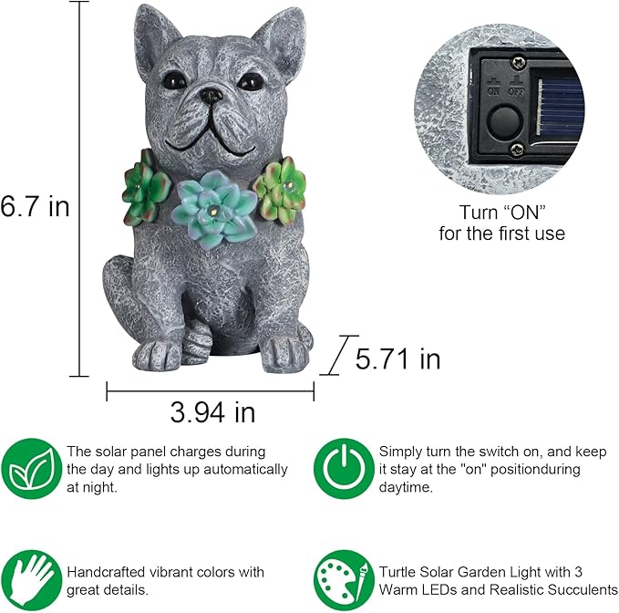 Solar Garden Statues Dog with Succulent and LED Lights Birthday Gifts for Women Mom Grandma Solar Outdoor Dog Decor for Outside,Outdoor Solar Lights for Yard, Garden and Patio, Unique Gift for Women