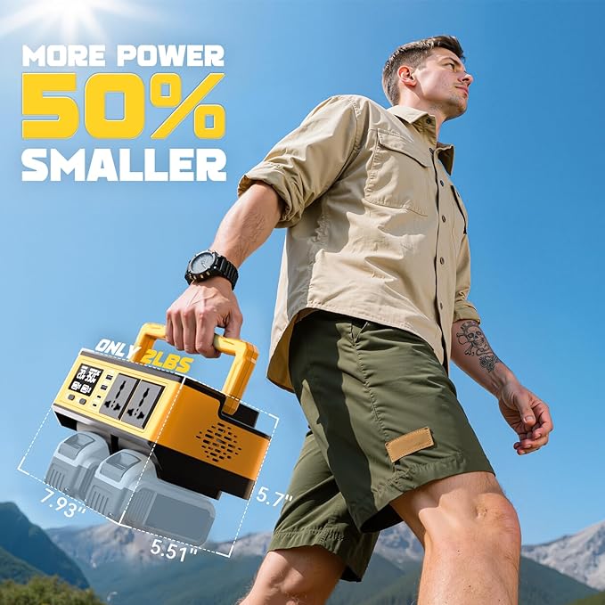 350W Power Station Compatible with Dewalt: LIVOWALNY Portable Generator DC 20V to AC 110-120V Power Inverter Battery Adapter Phone Charger 2 USB-A & 2 Type-C & 2 AC Outlet & 7 Colors RGB Light