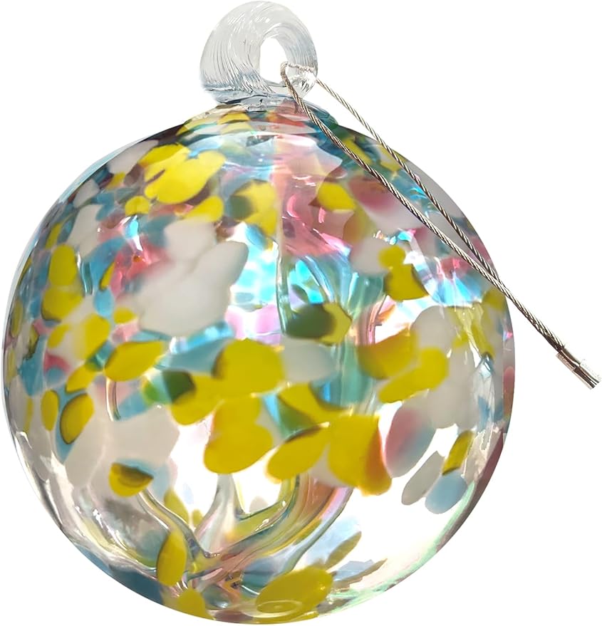 Dale Tiffany Hand Blown Glass, 6" Diameter Spring, Tree of Life Collection, Witch Globe Hanging Garden Indoor/Outdoor Decorative Ornament Gazing Ball