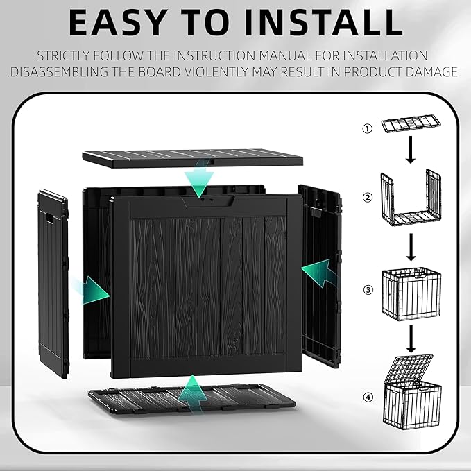 ROJIK Outdoor Storage Housing Deck Box - Waterproof Patio Furniture, Garden Tools, Cushions, Pool Accessories Storage Bench with Lockable Lid and Side Handles (Black, 30 Gal)