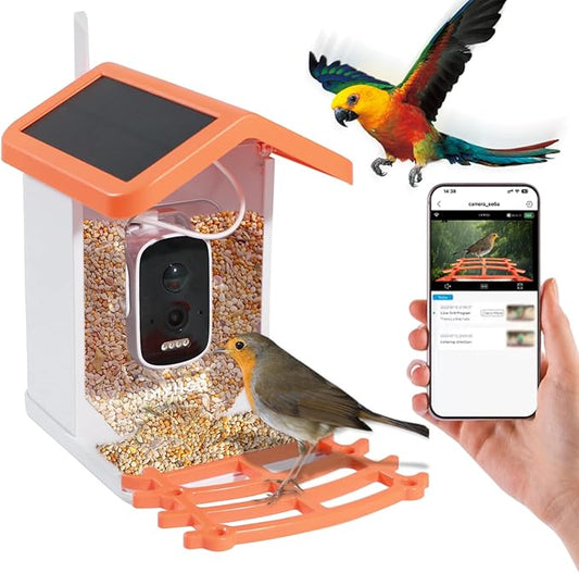 Smart Solar-Powered Bird Feeder with AI Camera - 1080P HD Auto-Capture, Motion Detection & Birds Species Recognition, WiFi Connectivity, for Bird Enthusiasts