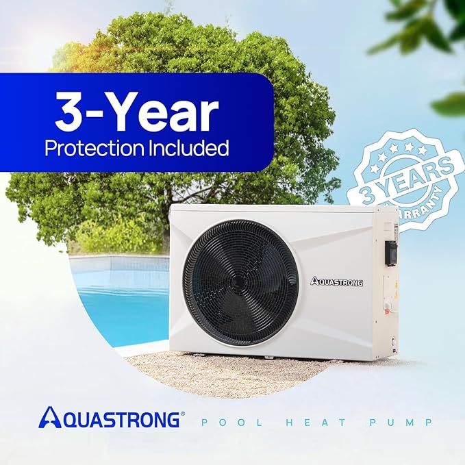 Aquastrong Inverter Swimming Pool Heat Pump, 75,000 BTU 21,000 Gallons Electric Pool Heater for Above Ground and Inground Pool, WiFi Capable Timer, Heating and Cooling Pool Heater 220V