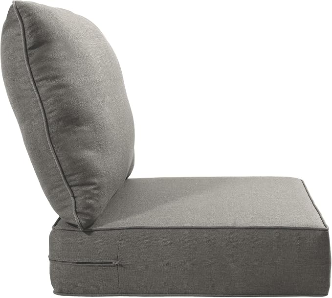Luxury 24x24x6 Inch Outdoor Cushions - Water&UV&Fade Resistant 1 Set Patio Replacement Seat Cushion for Rattan Mental Wicker Dining Rocking Swivel Chairs Loveseat Couch Sectional Sofa - Grey