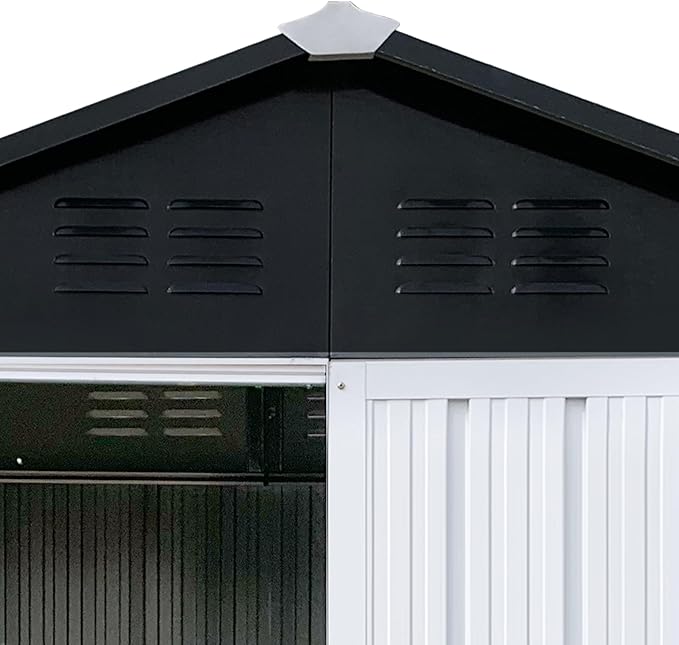 6 x 4 FT Metal Outdoor Storage Shed & Double Hinged Large Door - Heavy-Duty Shed with Floor, Lockable & Ventilation - Rainproof Windproof Large Utility Garden Shed for Backyard Patio Lawn - White