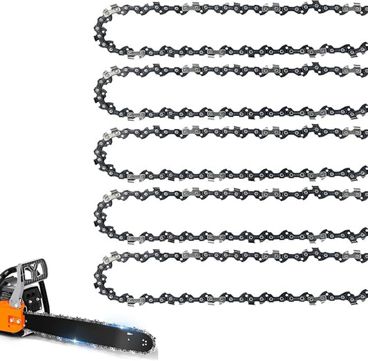 5 Pack 8 Inch Chainsaw Chain 33 Drive Links 3/8" LP Pitch .050" Gauge Fit Portland Harbor Freight 62896, 68862, 63190, 56808, Greenworks, Kobalt, Remington, Sun Joe 8" Chains- S33