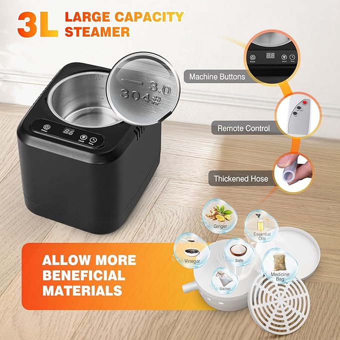 Portable Red Light Sauna Box for Home, 1200W Infrared Sauna Tent 9 Levels 60 Mins Timer Remote Control, 3L Steamer Steam Full Body, Folding Chair Mat, Detox & Full Body Recovery, 5.9 * 2.9 * 2.9ft