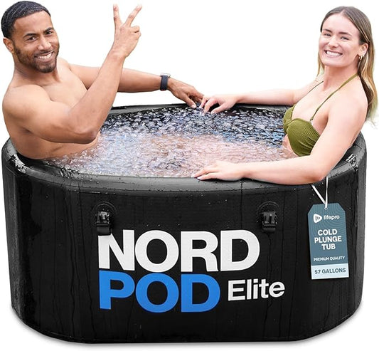 Lifepro NordPod Elite Cold Plunge Tub – Portable Ice Bath for Recovery & Therapy – Outdoor/Indoor XL Plunge Tub with Lid & Air Pump – 57 Gallon Capacity