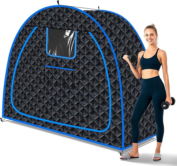 Smartmak Full Size Steam Sauna Tent, Three Person Portable Full Body Home Spa Room, Personal Large Space for Relaxation, Steamer NOT Included