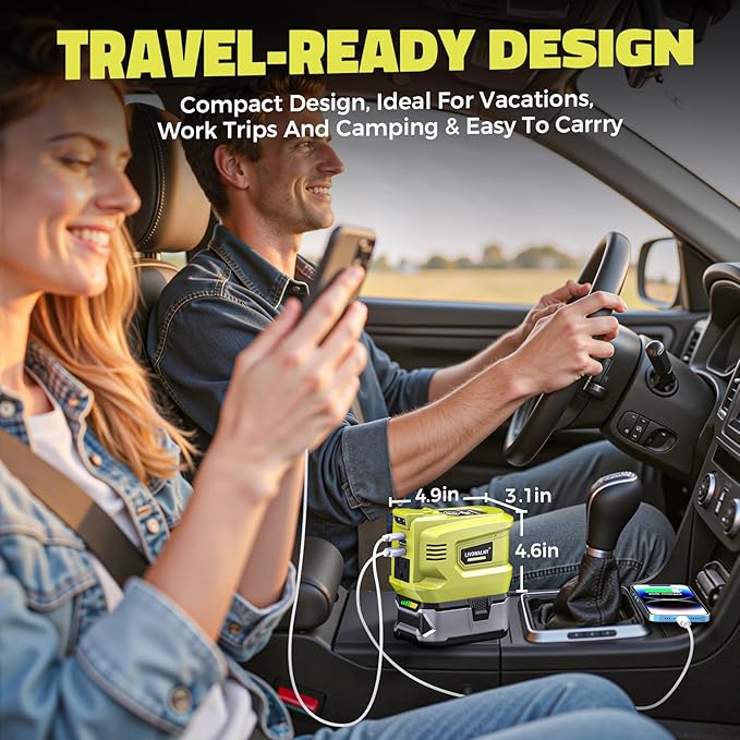 2PCS Real 200W Power Inverter for Ryobi, LIVOWALNY DC 18V to AC 110-120V Battery Inverter, Battery Adapter Phone Charger Converter 2 USB & 1 Type-C & 1 AC for Camping Essentials (Tool Only)