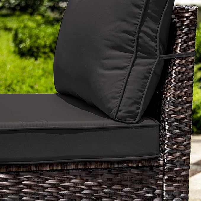 Outdoor Patio Furniture Set, 12 Pieces Outdoor Furniture All Weather Patio Sectional Sofa PE Wicker Modular Conversation Sets with Coffee Table,10 Chairs & Seat Clips(Black)