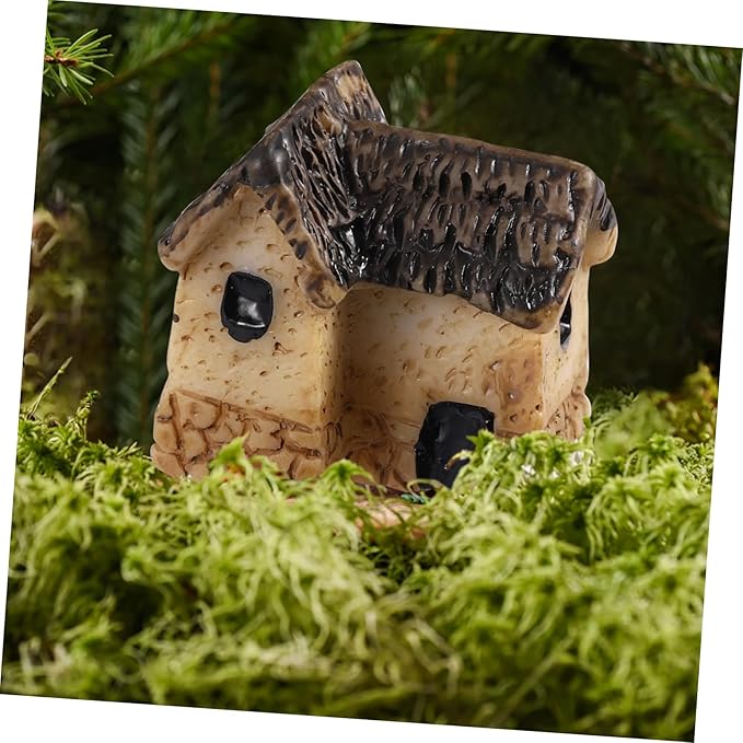 KESYOO 4pcs Miniature Gardening Landscape Resin Micro Village Houses for DIY Bonsai Terrarium Crafts
