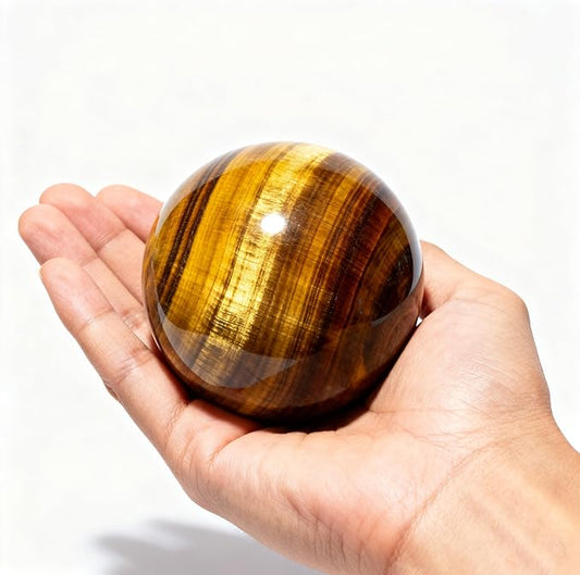 5-6CM/1.97-2.36inch Ttiger Eyes Crystal Ball Polished Natural Tiger Eye Stone Sphere Decorative Sphere Healing Crystals Ball Stone Crafts Home Decor Ornament Gifts (50-60mm, Tiger's Eye)