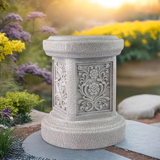 Classic Statuary Stand Outdoor Pedestal Sculpture Decor Plinth Base Riser, Garden or Home Resin Statuary Pedestal, 12.6" Tall, 7.1 Pounds, (Round)