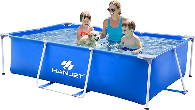 Above Rectangle Swimming Pool,Frame Deep Pools for Adults, PE Family Pool,Large Above Rectangle Pool Easy Set, Outdoor Backyard Pool for Kids, Adults,Dog 10ft x 6.6ft x 29in