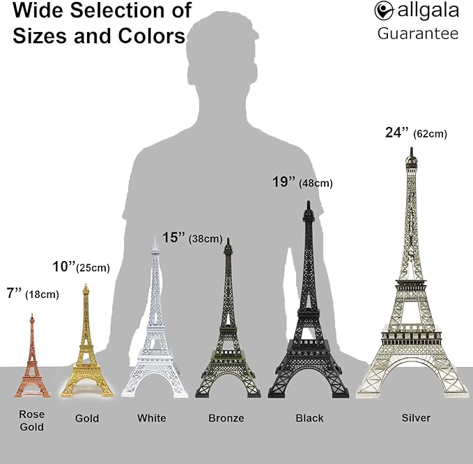 allgala 19 Inch 48CM Eiffel Tower Statue Decor Alloy Metal-White (EF19-86191)