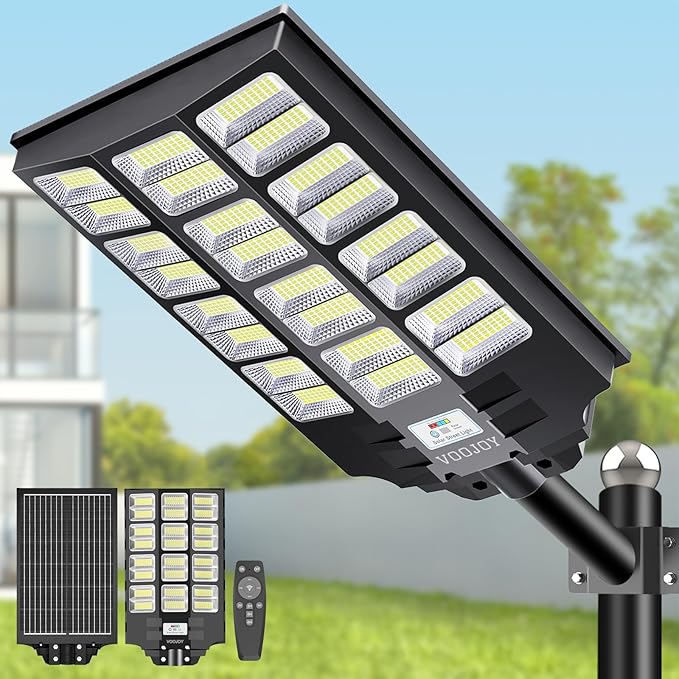 8000W Solar Street Lights Outdoor Waterproof, Dusk to Dawn Solar Lights Outdoor with Motion Sensor and Remote Control for Yard, Parking Lot, Garage, Street