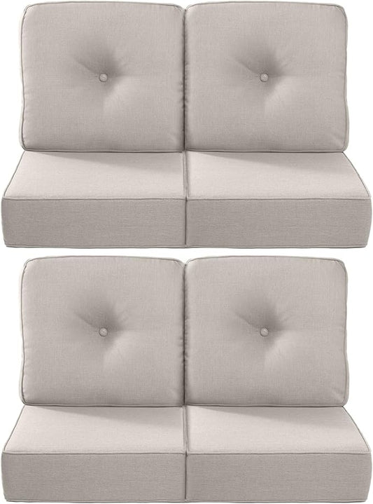 Luxury 22x24/22x25 6-Inch Outdoor Chair Cushions Set of 4 - Heavy Duty Water Repellent Comfortable Cushion for Patio Furniture Dining Gliding Rocking Chair Loveseat L-Shape Sofa - Beige