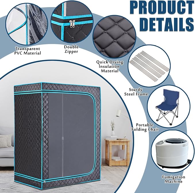 Portable Steam Sauna, Full Size Collapsible 2 Person Sauna Tent for Home Spa, 2.5L,1500W Steamer with Remote Control,Christmas Birthday Gift for Family