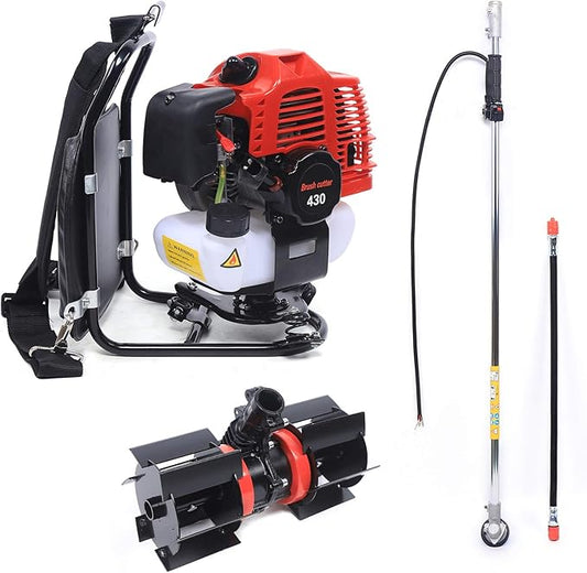 43CC Lawnmower 2-Stroke Air-Cooled Single Cylinder Lawn Mower Grass Catcher Tool Reel Mower Gas Powered Lawn Scarifier Sweeper for Garden Yard Park, 1E40F-5 Engine, TBG430