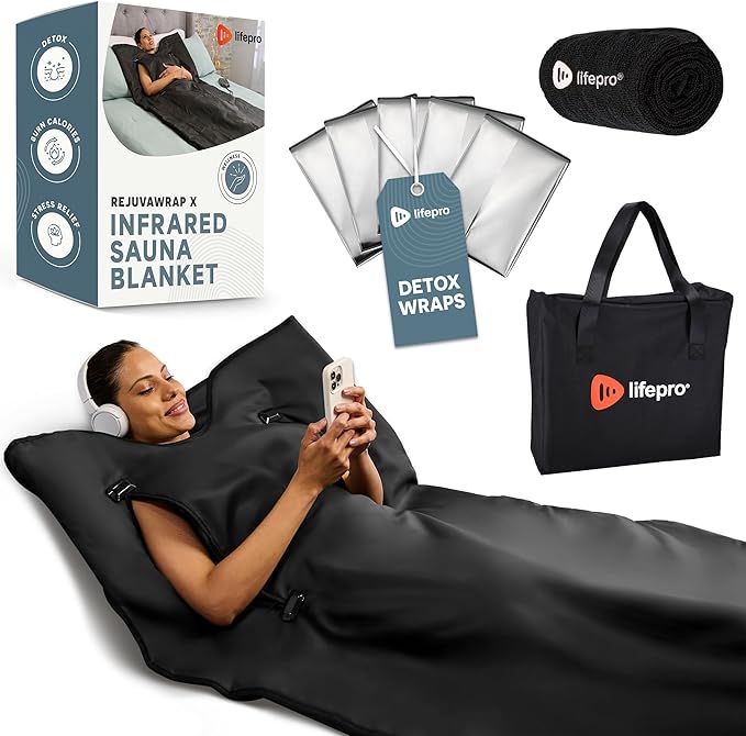 LifePro RejuvaWrap Far Infrared Sauna Blanket for Detox & Relaxation – Available in 5 Colors & 3 Models – Portable Sauna Blanket Infrared for Muscle Relief, Circulation & Recovery – 9 Heat Levels