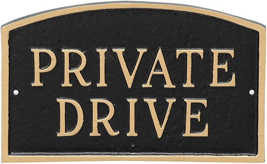 Montague Metal Products SP-12S-BG Private Drive Arch Statement Plaque, Standard, Black and Gold