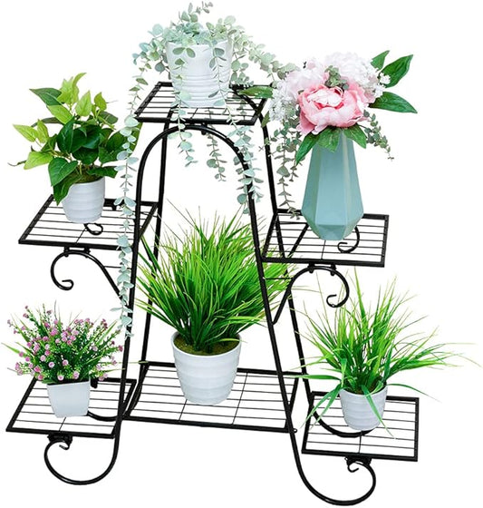 6 Tier Plant Stand Metal Flower Shelves Plant Display Stand Indoor Outdoor Patio Plant Rack Flower Pot Holder