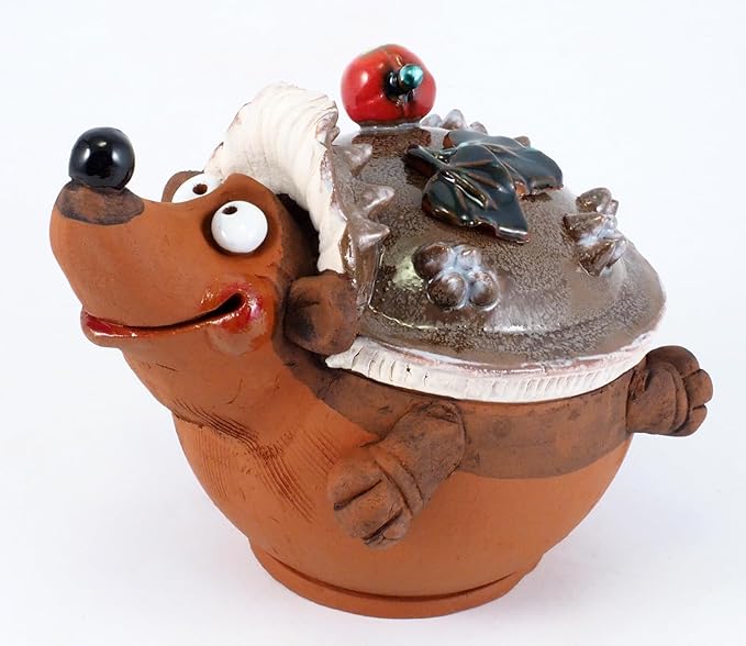 Ceramic Garden Decor - Hedgehog Lawn stake - Outdoor statue - Perfect, unique gifts for gardeners woman, men, yard gifts - Handmade, Frostproof