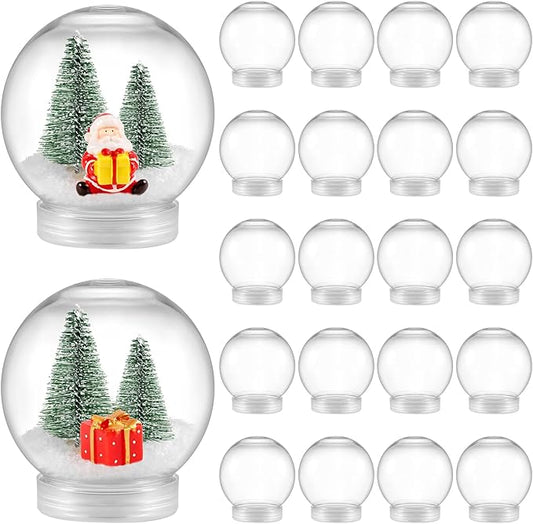 22 Pieces 3.6 Inch/91mm Plastic Snow Globe Clear Water Globe Fillable Snow Globe Ornaments with Screw Off Cap and Inner Plug for DIY Crafts Christmas Home Decoration