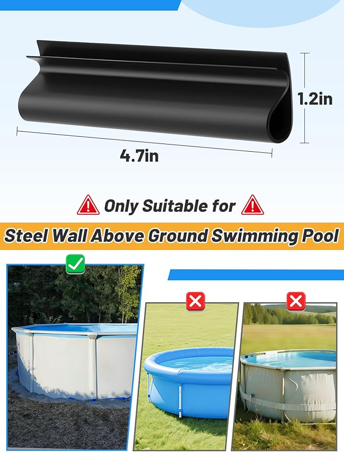 60 Pcs 4.7" Winter Pool Cover Clips - Pool Closing Kit for Above Ground Steel Wall Pools, Wind Guard Clamps for Securing Cover Tightly(Black)